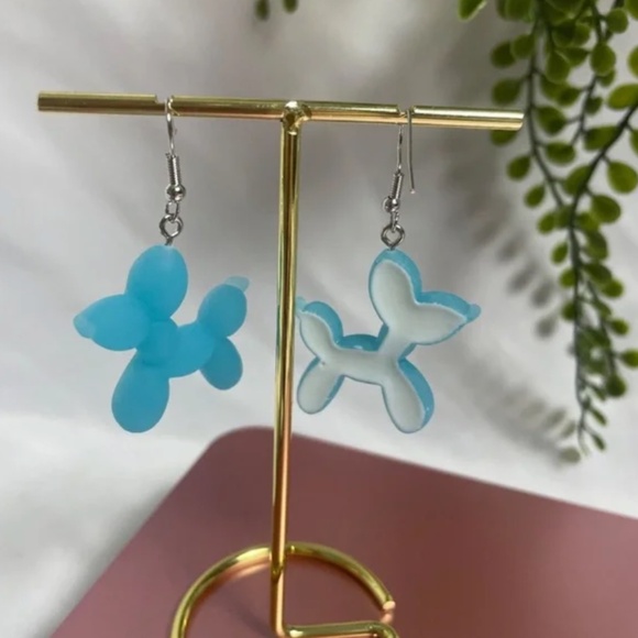❤️ FREE Balloon Dog Puppy Chic Art Pop Artsy Modern Drop Zoo Drop Hip Earrings - Picture 2 of 4